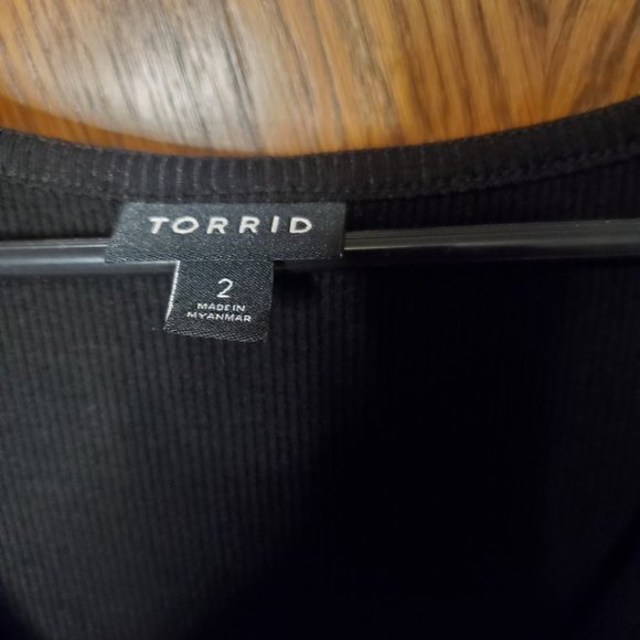 Torrid Mini Rib Knit Twist Front Skater Dress - Picture 6 of 6